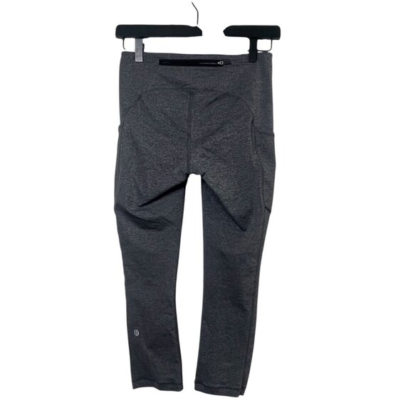 Lululemon Speed Up Crop 21" Leggings Size 4 Heathered Black Luxtreme W6AK6 - Picture 2 of 8